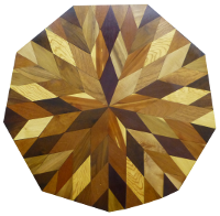 Enneagram from inlayed wood.